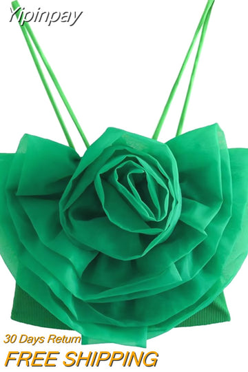 Yipinpay 2023 Flower Corset Top Female Off Shoulder Crop Tops For Women Organza Backless Summer Sexy Tops Woman Sleeveless Tank Top